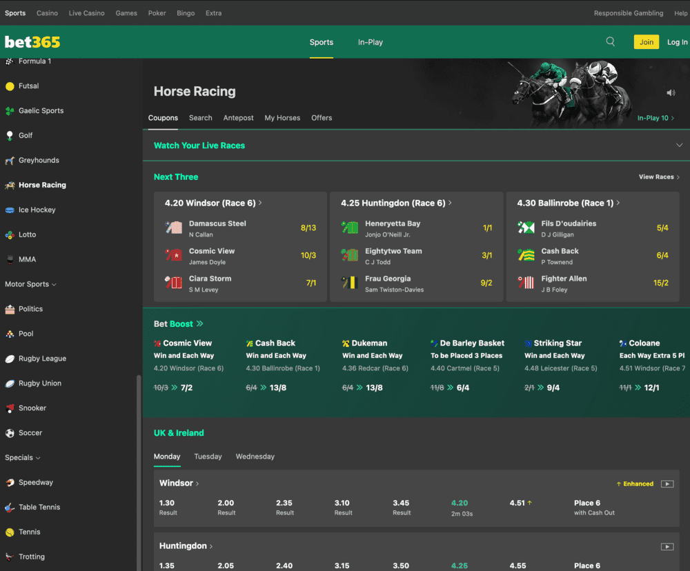 betting on racing at bet365, including Grand National