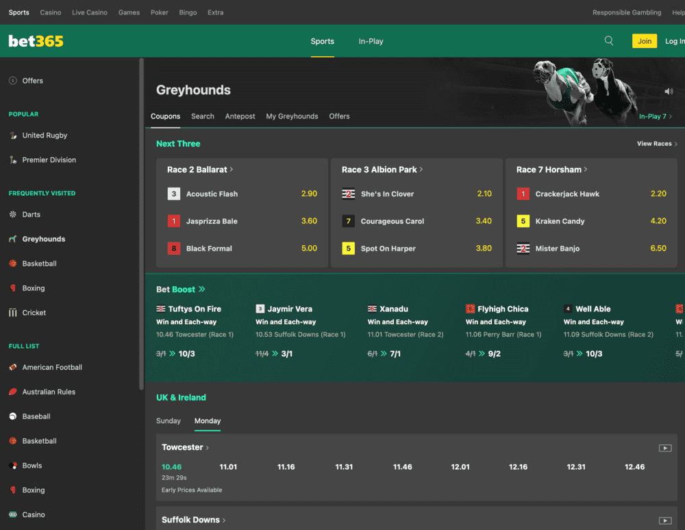 bet365 greyhound betting