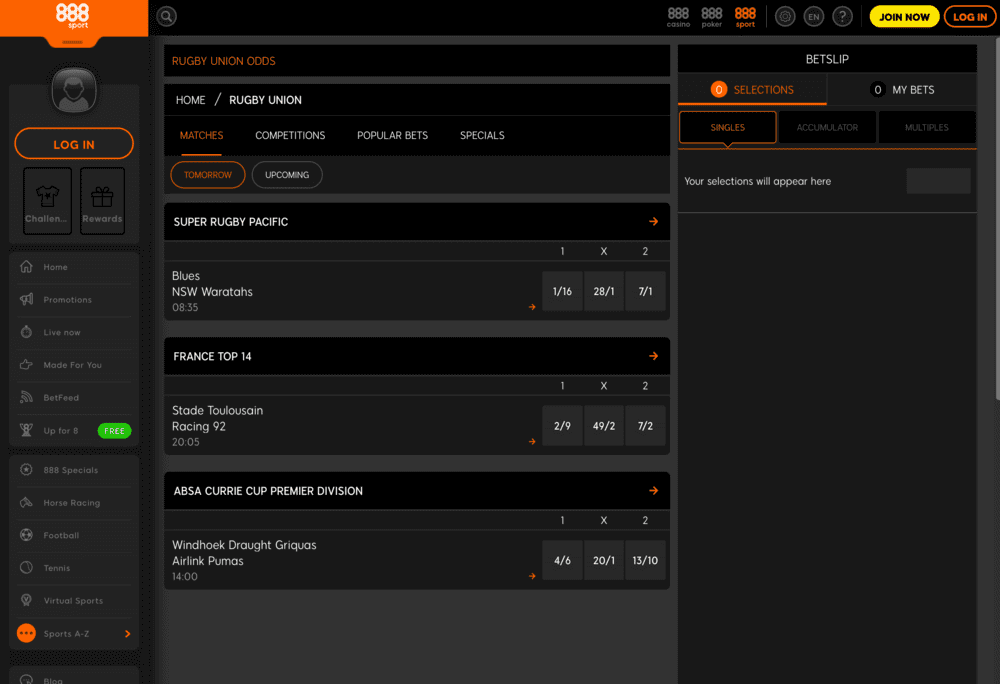 betting on rugby union at 888sport
